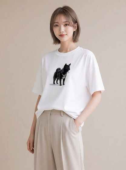 半袖Tシャツ レディース 柴犬 しばいぬ 犬 いぬ イラスト ポップ クリスマス 旅行 白T YMAZO