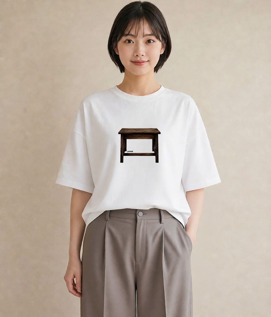 プリントTシャツ レディース 桟橋 水辺 波止場 ナチュラル アンティーク イラスト ガーリー 買い物 夏コーデ 白T YMAZO