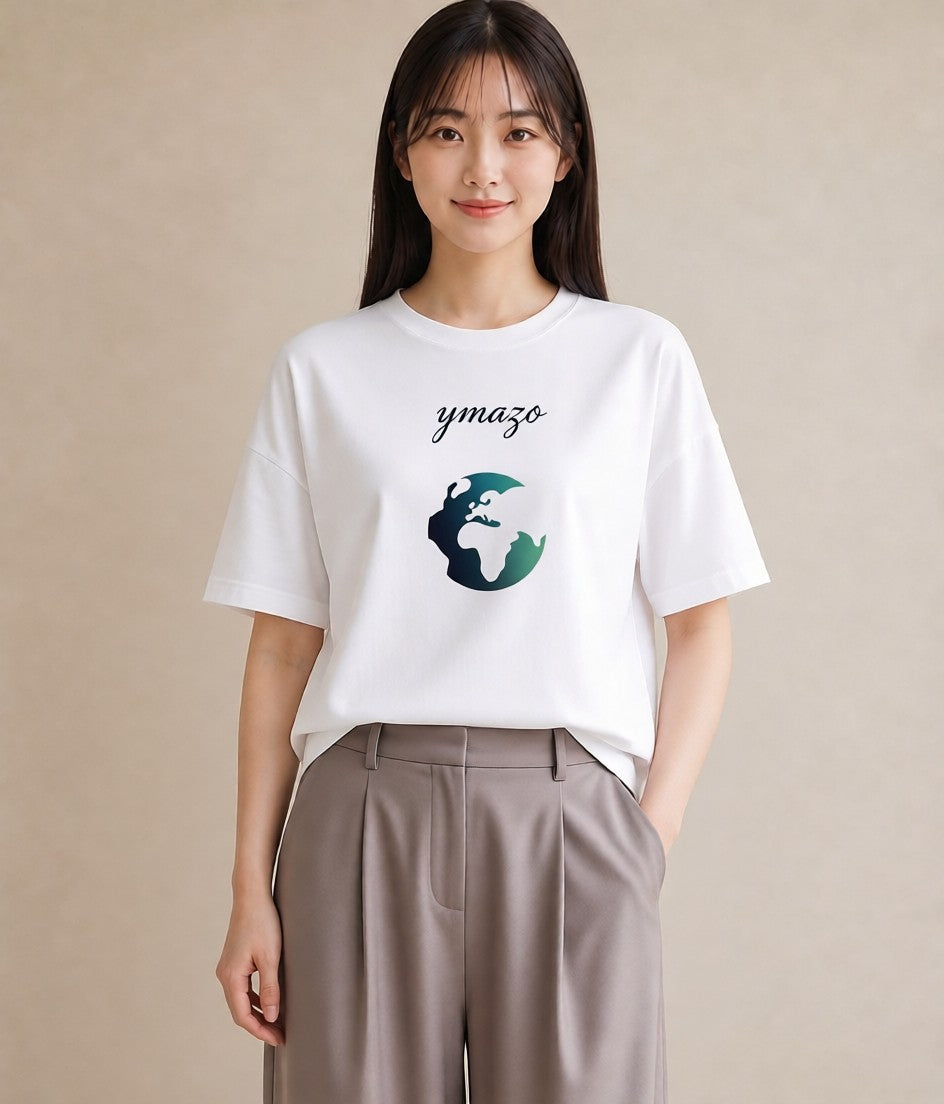 Tシャツ レディース 地球 星空 宇宙 イラスト 水彩風 秋コーデ おしゃれギフト 白T YMAZO
