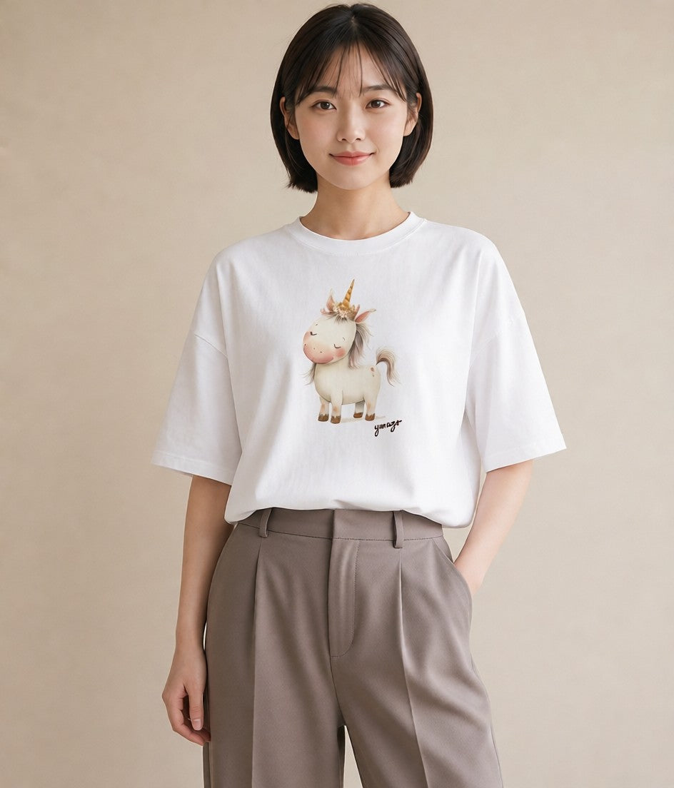 Tシャツ レディース サイ 動物 アニマル イラスト ニュアンス ミセス 春コーデ 白T YMAZO