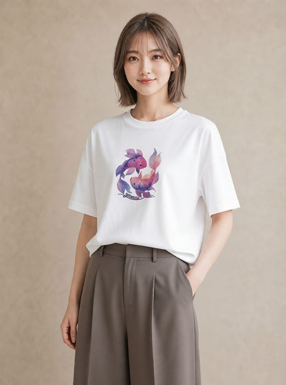 Tシャツ レディース 熱帯魚 海の生き物 海 イラスト 北欧風 女性向けギフト 散歩 白T YMAZO