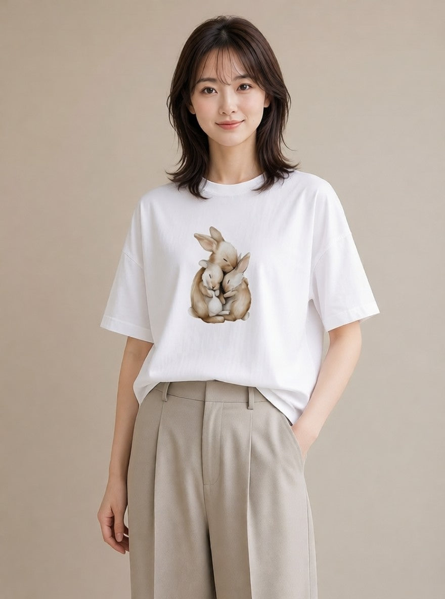 プリントTシャツ レディース ホーランドロップ ペット 動物 イラスト カジュアル 送別ギフト 通勤 白T YMAZO