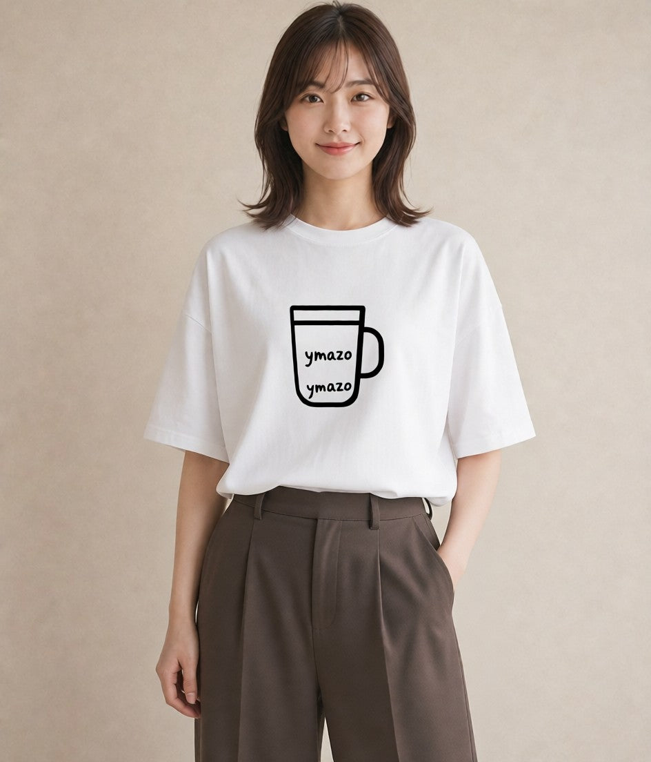 プリントTシャツ レディース コーヒー カフェ 珈琲 イラスト シンプル 女子会 お揃い 白T YMAZO