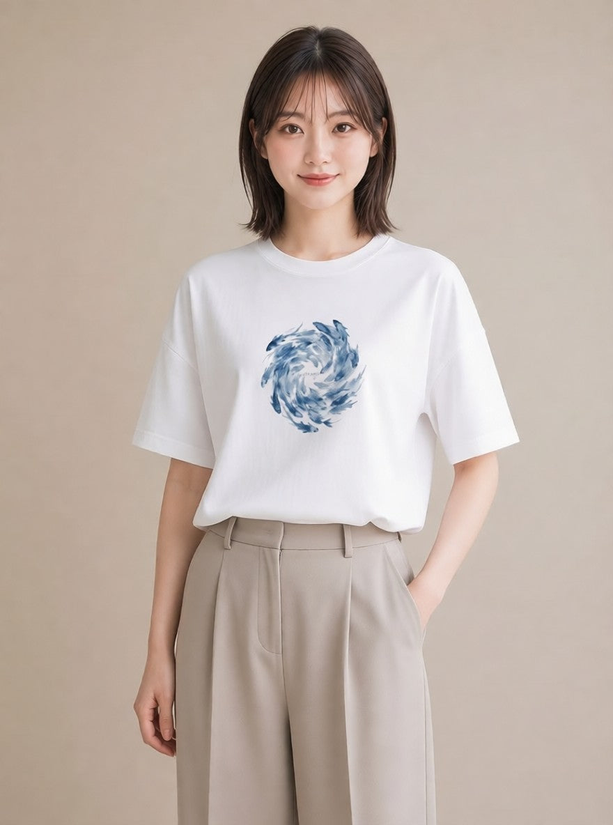 Tシャツ レディース グッピー ペット 動物 イラスト ヴィンテージ風 カジュアルコーデ 買い物 白T YMAZO