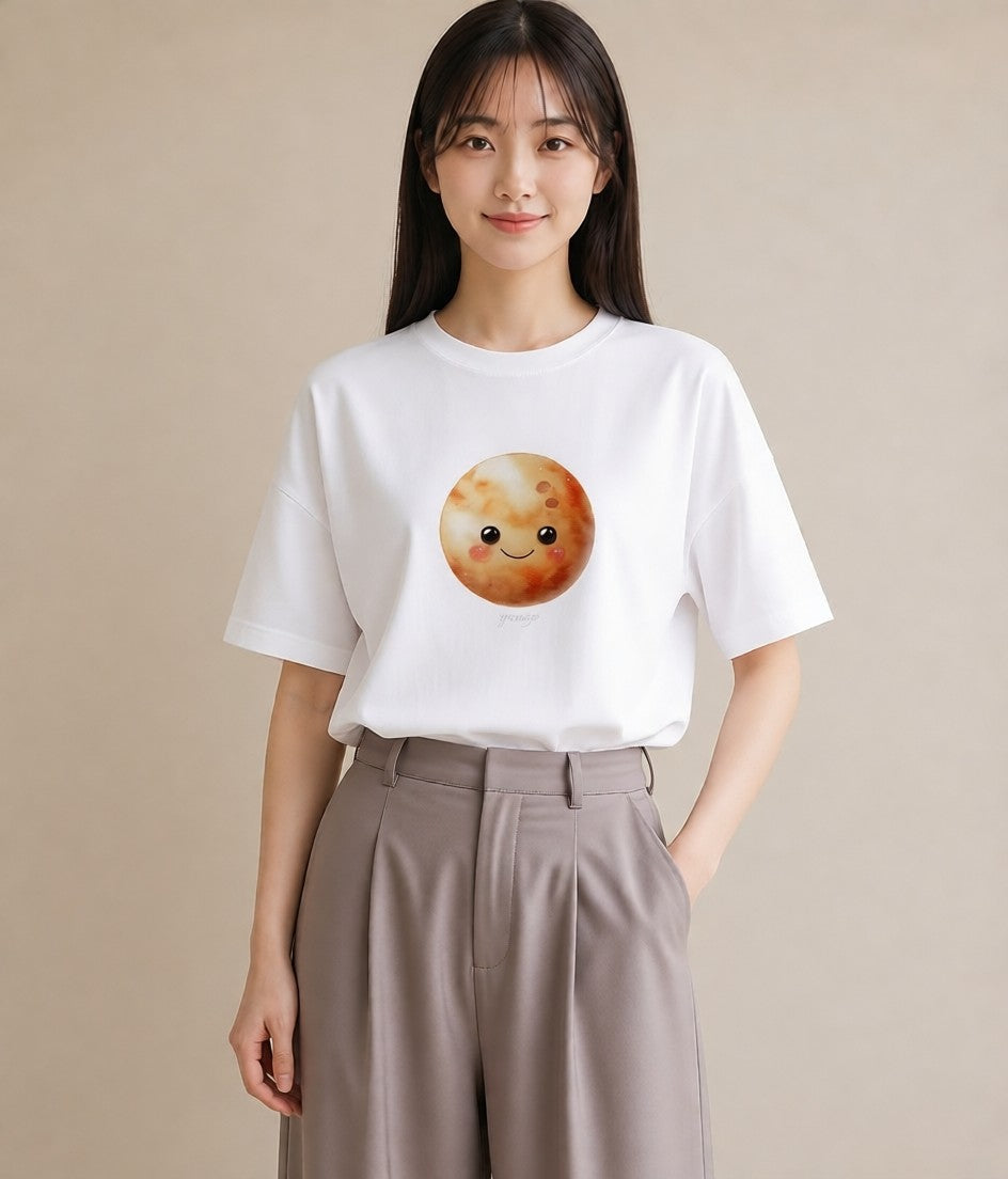 半袖Tシャツ レディース 月 星空 宇宙 イラスト 旅行コーデ ラフ レイヤード 白T YMAZO