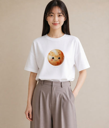 半袖Tシャツ レディース 月 星空 宇宙 イラスト 旅行コーデ ラフ レイヤード 白T YMAZO