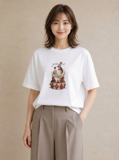 グラフィックTシャツ レディース ライオンラビット ペット 動物 イラスト 普段使い 春コーデ 姉妹 白T YMAZO