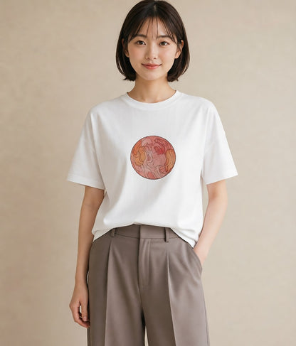 デザインTシャツ レディース 牡羊座 星空 宇宙 イラスト 可愛い ルームウェア ギフト 白T YMAZO