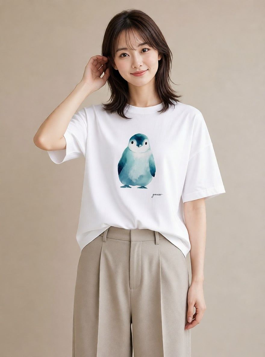 デザインTシャツ レディース 文鳥 ペット 動物 イラスト モード 送別ギフト 通勤 白T YMAZO