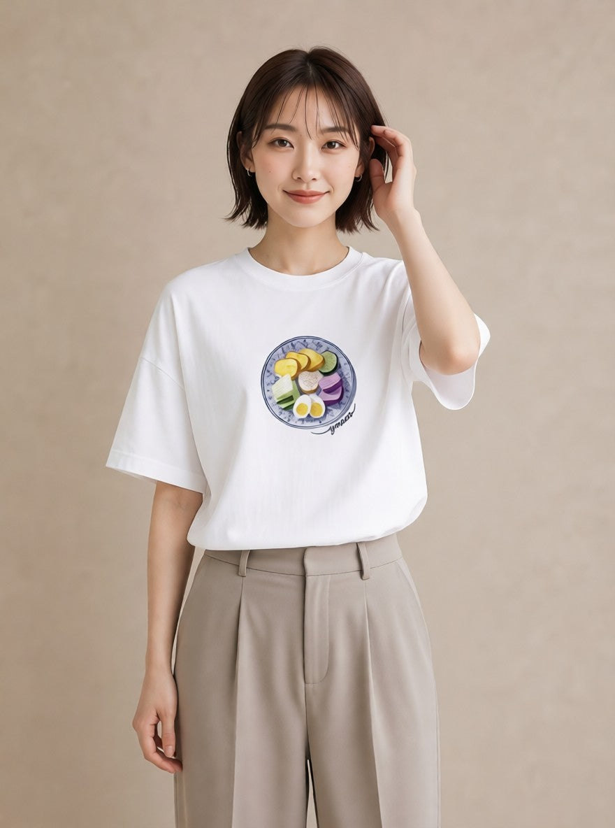 デザインTシャツ レディース お寿司 食べ物 フード イラスト ポップ 20代 カジュアルコーデ 白T YMAZO