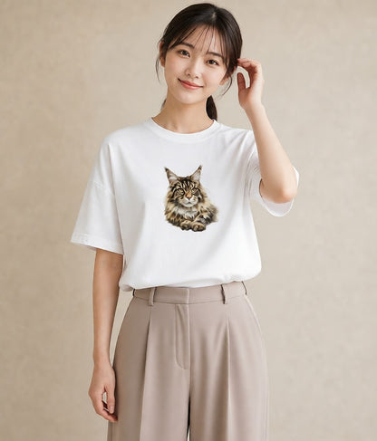Tシャツ レディース ソマリ 猫 ねこ イラスト きれいめカジュアル 女子会 お揃い 白T YMAZO