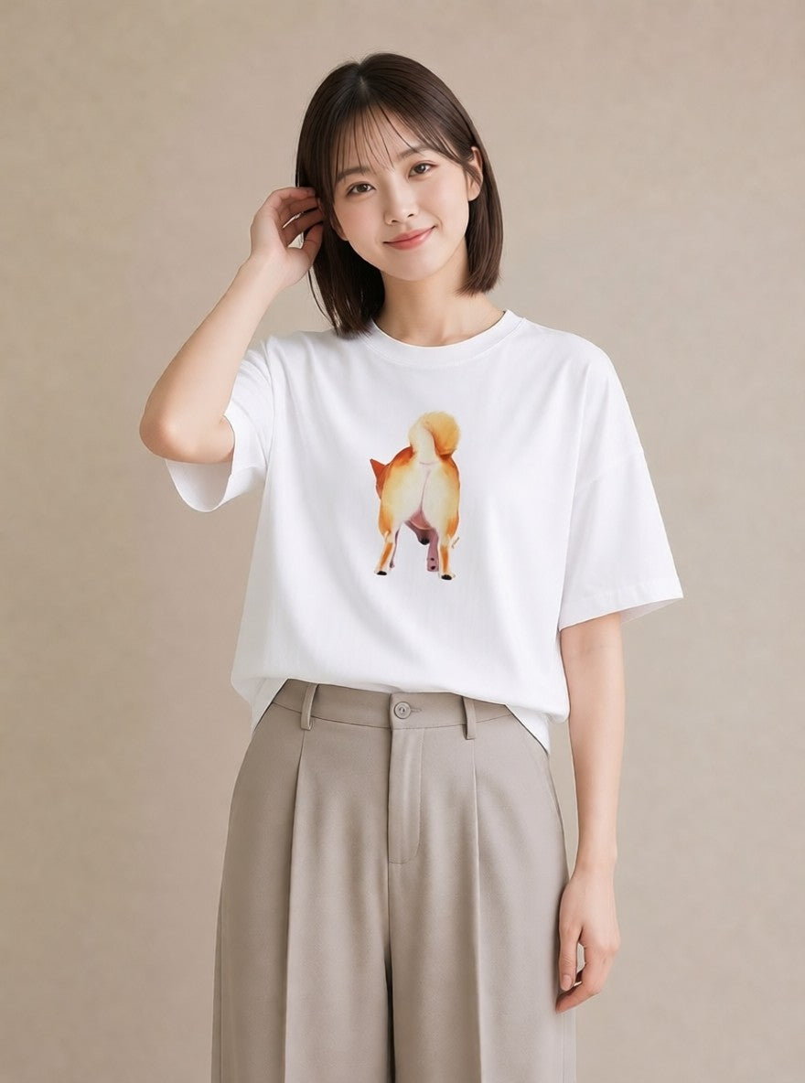 プリントTシャツ レディース 柴犬 しばいぬ 犬 いぬ イラスト ゆるコーデ 旅行 母娘コーデ 白T YMAZO