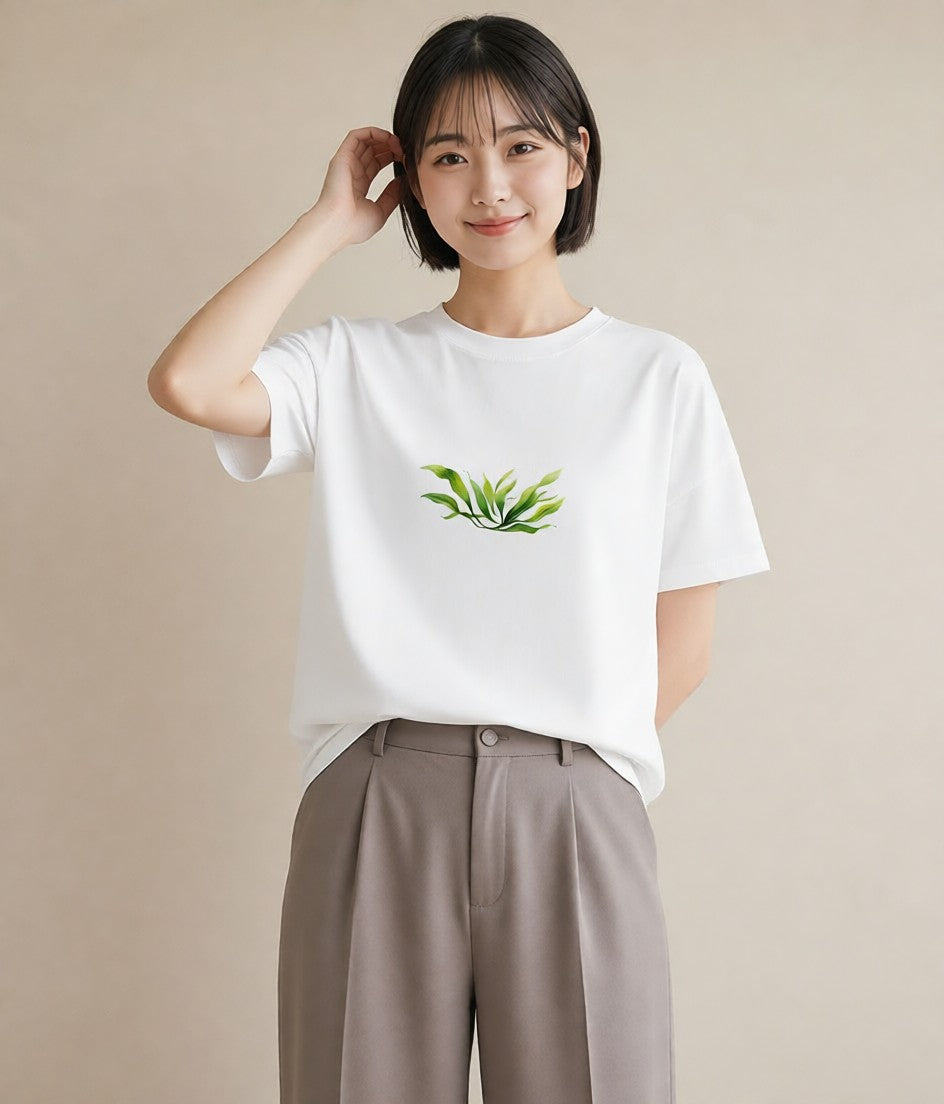 プリントTシャツ レディース 観葉植物 植物 ボタニカル イラスト 韓国風 ペアコーデ 秋コーデ 白T YMAZO
