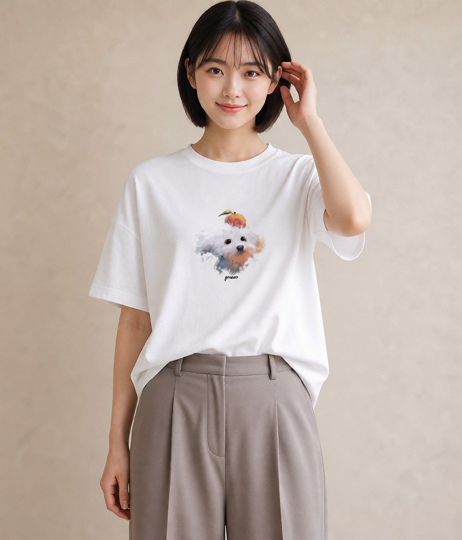 プリントTシャツ レディース トイプードル プードル 犬 いぬ イラスト 手描き風 デート 帰省 白T YMAZO