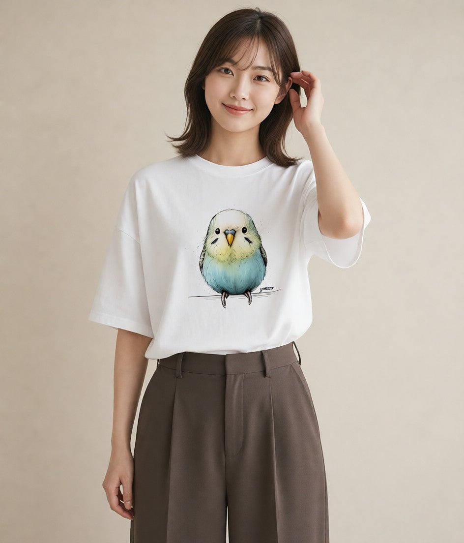 プリントTシャツ レディース 小鳥 ペット 動物 イラスト 春コーデ 姉妹 白T YMAZO