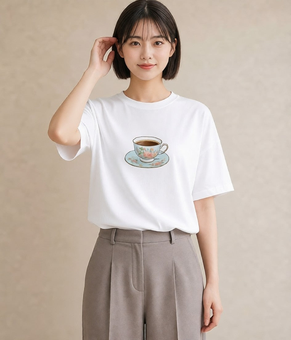 Tシャツ レディース ハーブティー 食べ物 フード イラスト 水彩風 母の日 ビーチ 白T YMAZO