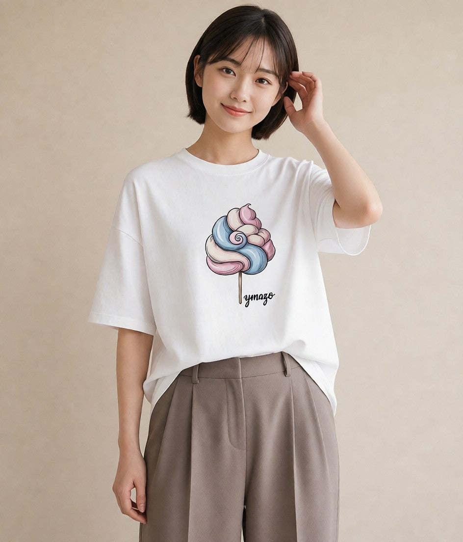 半袖Tシャツ レディース だんご 食べ物 フード イラスト ミニマル 週末コーデ 敬老の日 白T YMAZO