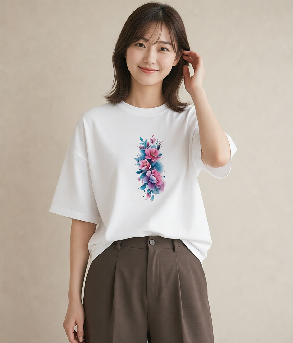 デザインTシャツ レディース あさがお 朝顔 花 花柄 イラスト カジュアル ホワイトデー 春服 白T