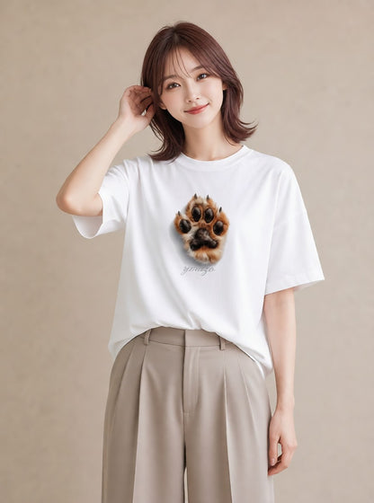 デザインTシャツ レディース 肉球 猫 ねこ イラスト ミニマル ホワイトデー 春服 白T YMAZO