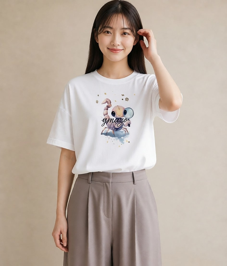 プリントTシャツ レディース カニ 海の生き物 海 イラスト 休日コーデ 秋コーデ おしゃれギフト 白T YMAZO