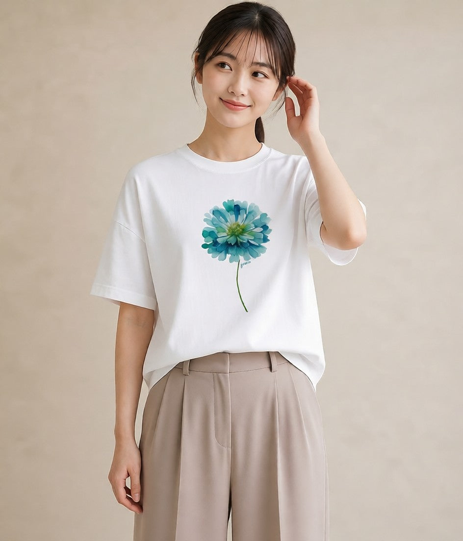 Tシャツ レディース たんぽぽ 花 花柄 イラスト ニュアンス 自分用 ルームウェア 白T