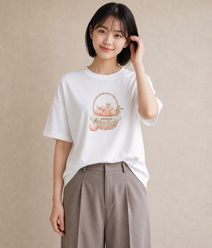 デザインTシャツ レディース 実り 植物 ボタニカル イラスト レトロ 母の日 ビーチ 白T YMAZO