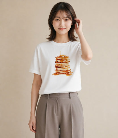 半袖Tシャツ レディース どら焼き 食べ物 フード イラスト 個性的 在宅 公園 白T YMAZO