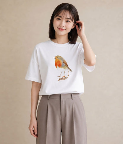 Tシャツ レディース 小鳥 ペット 動物 イラスト ナチュラル 姉妹 送別ギフト 白T YMAZO