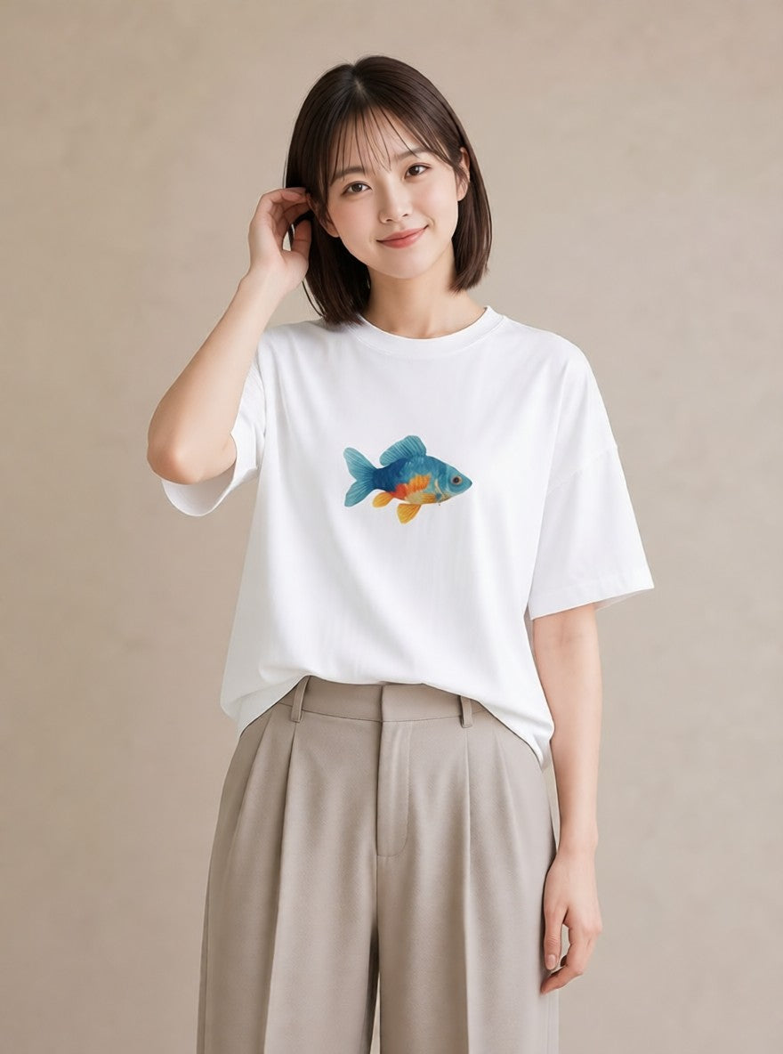 Tシャツ レディース カクレクマノミ 海の生き物 海 イラスト レトロ クリスマス 旅行 白T YMAZO