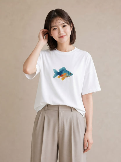 Tシャツ レディース カクレクマノミ 海の生き物 海 イラスト レトロ クリスマス 旅行 白T YMAZO