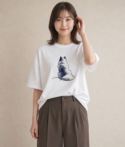 プリントTシャツ レディース 老犬 犬 いぬ イラスト ギフト 母の日 白T YMAZO