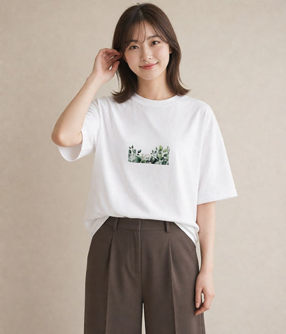 プリントTシャツ レディース ボタニカル 植物 イラスト きれいめ 親子 20代 白T YMAZO
