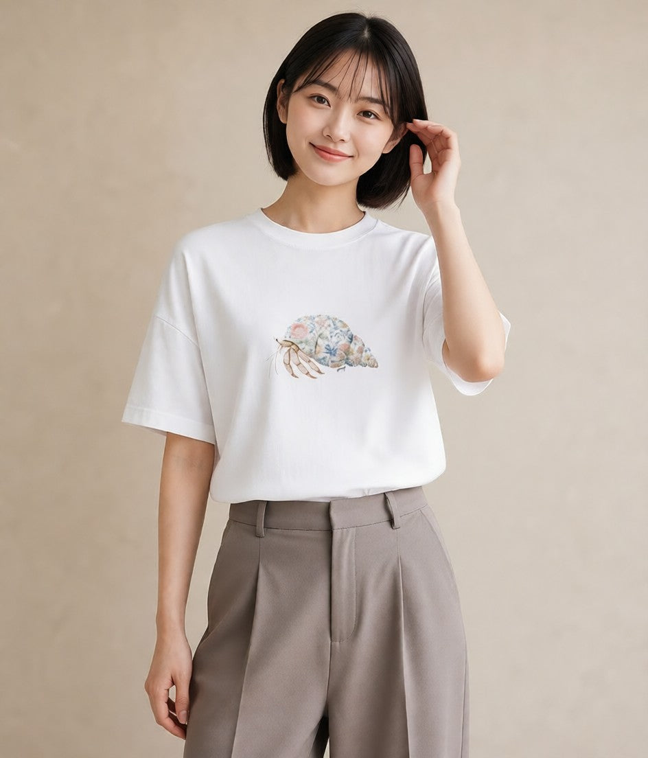 プリントTシャツ レディース 貝 海の生き物 海 イラスト ナチュラル 週末コーデ 敬老の日 白T YMAZO