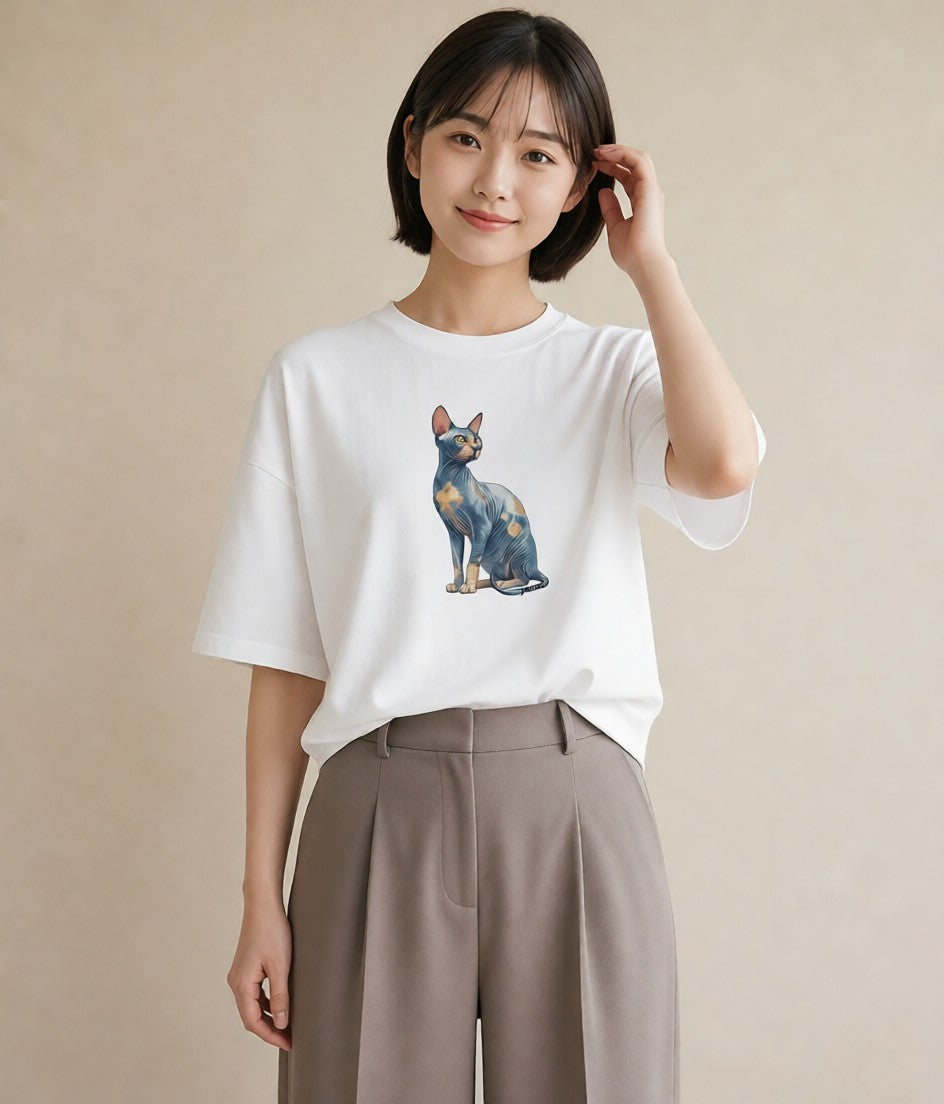 グラフィックTシャツ レディース シャム 猫 ねこ イラスト カフェコーデ 親子 20代 白T YMAZO