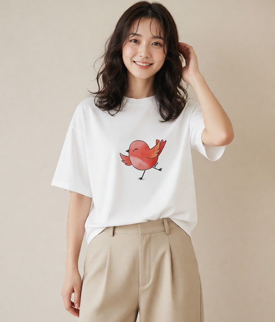 グラフィックTシャツ レディース ひよこ 動物 アニマル イラスト 普段使い 女性向けギフト 散歩 白T YMAZO