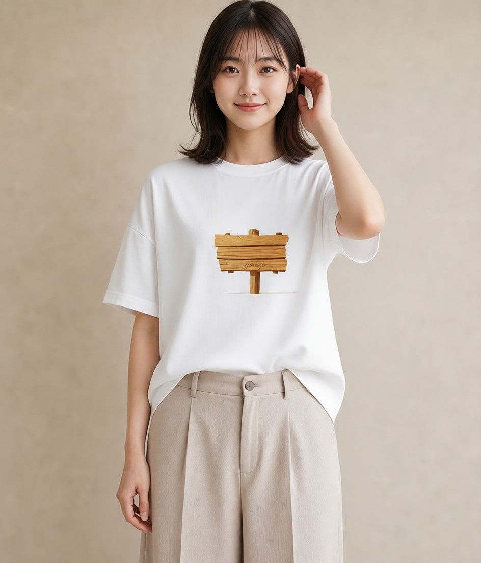 プリントTシャツ レディース 桟橋 水辺 波止場 ナチュラル アンティーク イラスト ガーリー ビーチ デイリーウェア 白T YMAZO