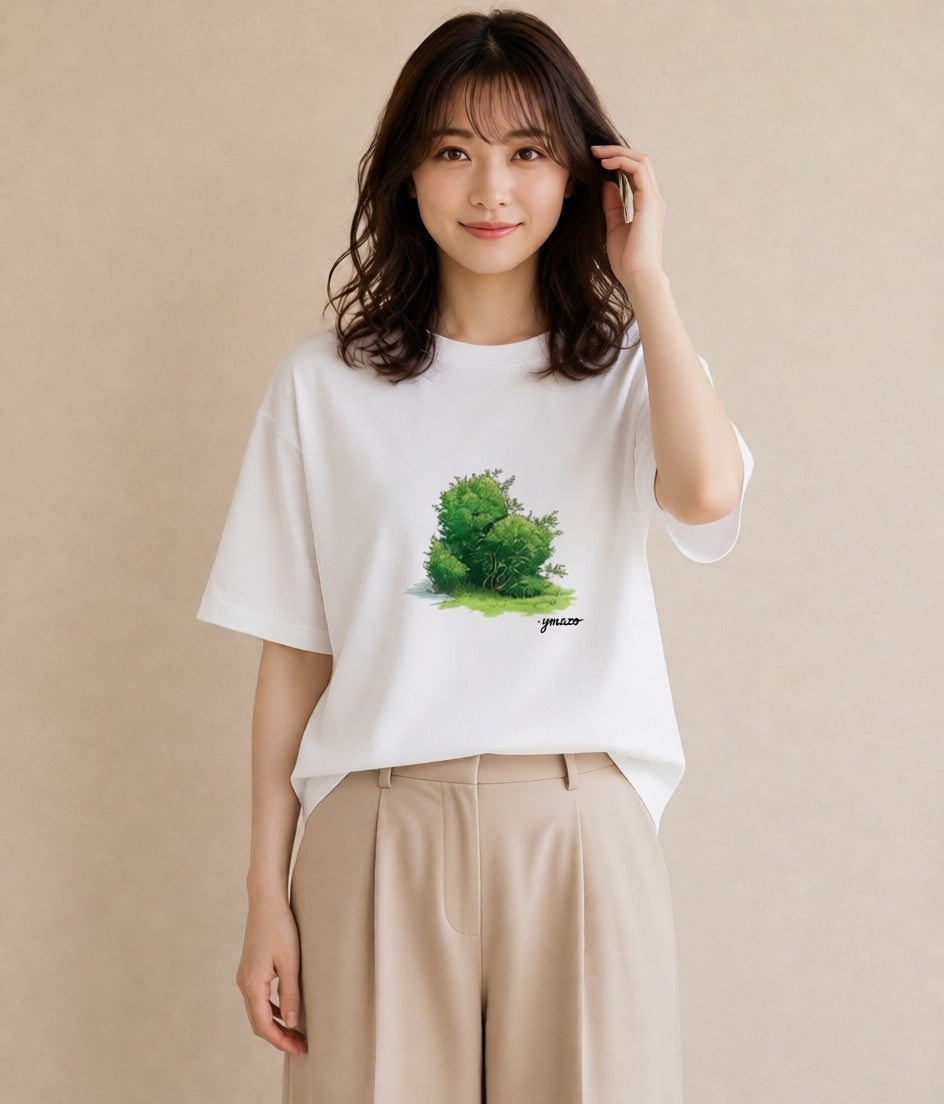 デザインTシャツ レディース 芝生 植物 ボタニカル イラスト 北欧風 部屋着 女性向けギフト 白T YMAZO