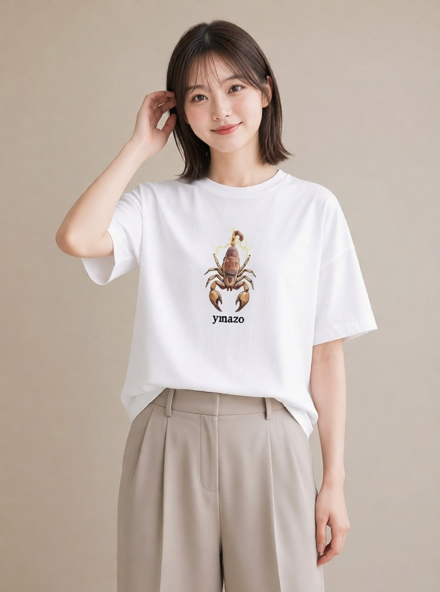 デザインTシャツ レディース カブトムシ 昆虫 虫 イラスト ラフカジュアル 旅行用 海 白T YMAZO
