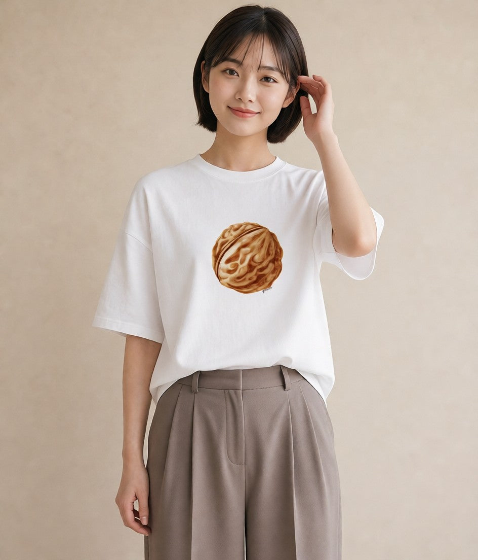 Tシャツ レディース どんぐり 植物 ボタニカル イラスト ラフ 春服 ミセス 白T YMAZO