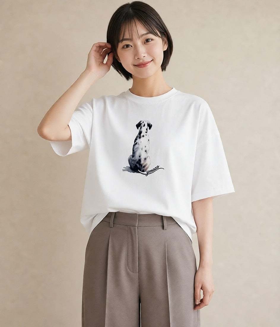 Tシャツ レディース ミックス犬 犬 いぬ イラスト 韓国風 部屋着 女性向けギフト 白T YMAZO