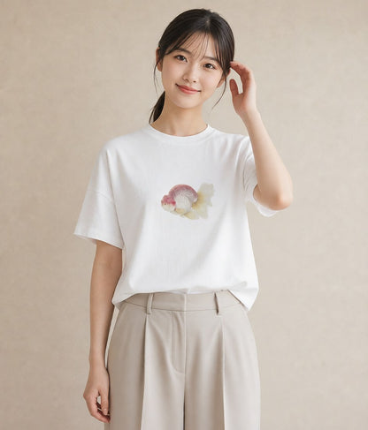 Tシャツ レディース ベタ ペット 動物 イラスト 水彩風 ビーチ デイリーウェア 白T YMAZO