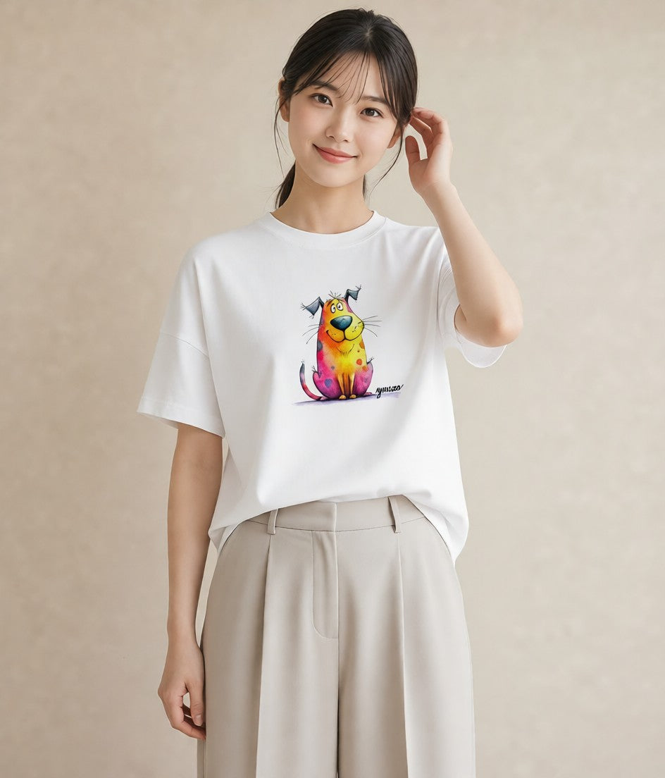 デザインTシャツ レディース ベンガル 猫 ねこ イラスト レトロ カジュアルコーデ 買い物 白T YMAZO