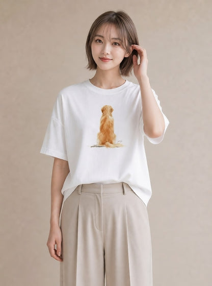 デザインTシャツ レディース 愛犬 犬 いぬ イラスト ユニーク カフェ巡り 女子会 白T YMAZO