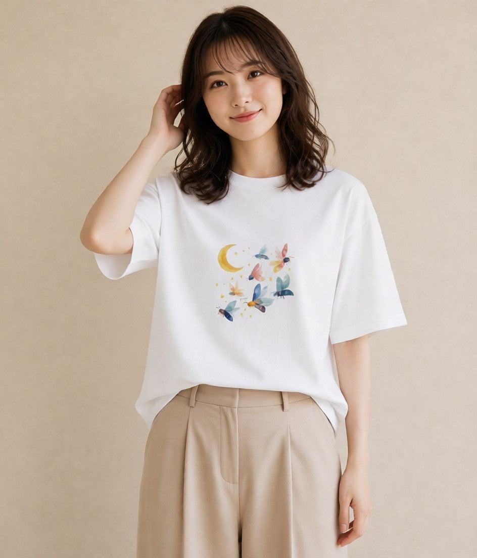デザインTシャツ レディース みつばち 昆虫 虫 イラスト 旅行コーデ 散歩 お出かけ 白T YMAZO