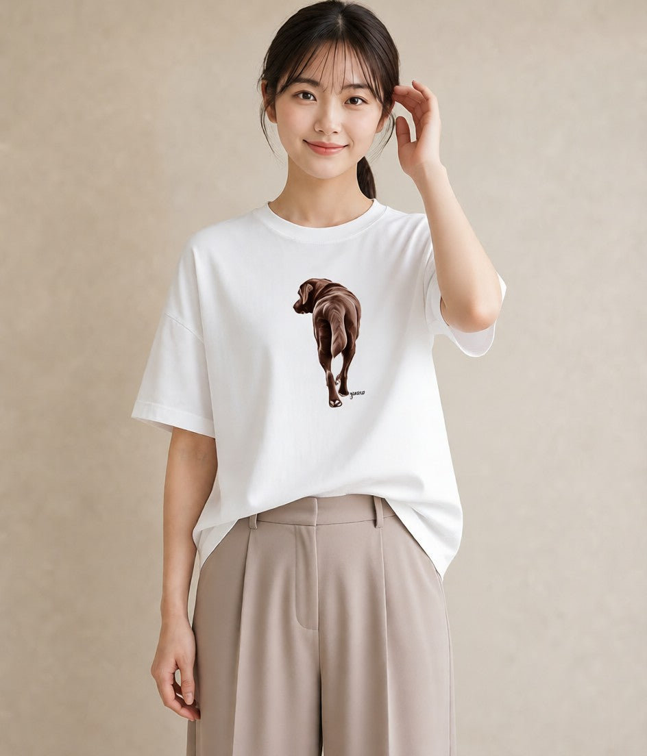プリントTシャツ レディース 犬好き 犬 いぬ イラスト 上品 在宅 公園 白T YMAZO