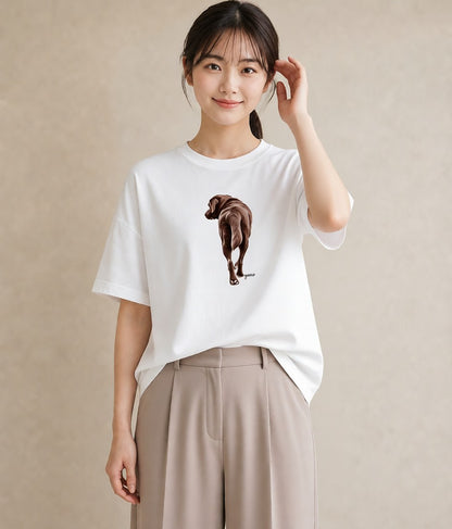 プリントTシャツ レディース 犬好き 犬 いぬ イラスト 上品 在宅 公園 白T YMAZO