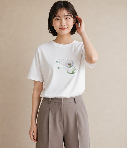 プリントTシャツ レディース たんぽぽ 花 花柄 イラスト ポップ 春コーデ 姉妹 白T