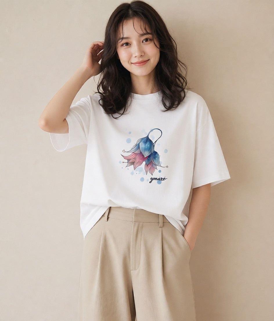 デザインTシャツ レディース 魚座 星空 宇宙 イラスト 淡色 春コーデ 姉妹 白T YMAZO