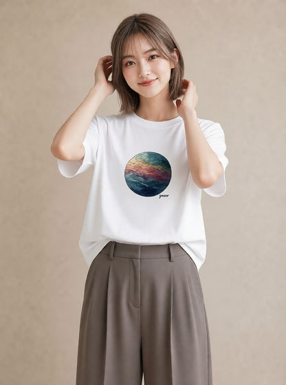 半袖Tシャツ レディース 牡羊座 星空 宇宙 イラスト レイヤード 友達ギフト 白T YMAZO