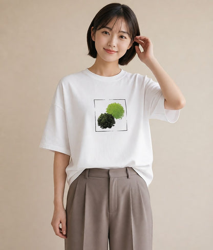 グラフィックTシャツ レディース 苔 植物 ボタニカル イラスト 休日コーデ 散歩 お出かけ 白T YMAZO
